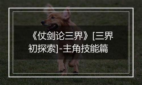 《仗剑论三界》[三界初探索]-主角技能篇