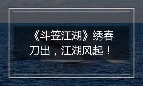 《斗笠江湖》绣春刀出，江湖风起！