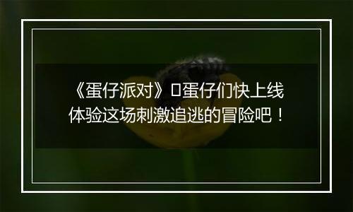 《蛋仔派对》​蛋仔们快上线体验这场刺激追逃的冒险吧！