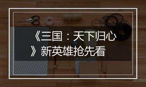 《三国：天下归心》新英雄抢先看