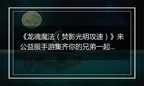 《龙魂魔法（焚影光明攻速）》来公益服手游集齐你的兄弟一起血战！超多奖励等你拿！