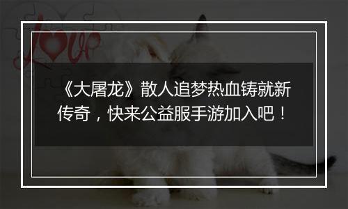 《大屠龙》散人追梦热血铸就新传奇，快来公益服手游加入吧！