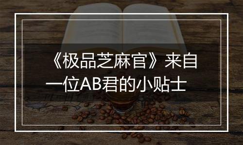 《极品芝麻官》来自一位AB君的小贴士