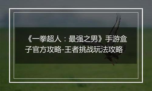 《一拳超人：最强之男》手游盒子官方攻略-王者挑战玩法攻略