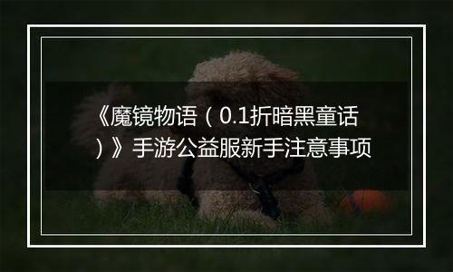 《魔镜物语（0.1折暗黑童话）》手游公益服新手注意事项