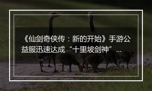 《仙剑奇侠传：新的开始》手游公益服迅速达成“十里坡剑神”？