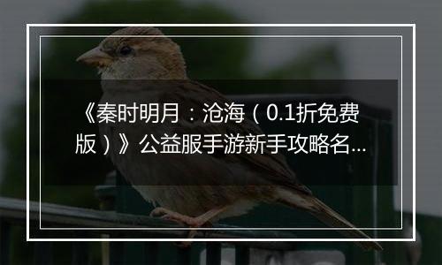 《秦时明月：沧海（0.1折免费版）》公益服手游新手攻略名剑篇