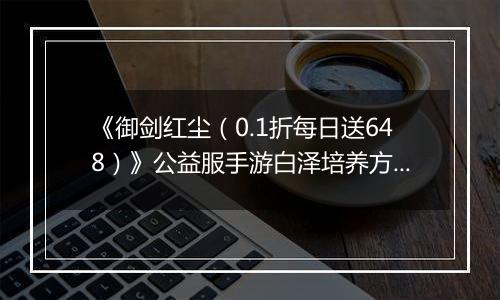 《御剑红尘（0.1折每日送648）》公益服手游白泽培养方案
