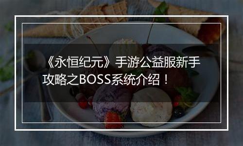 《永恒纪元》手游公益服新手攻略之BOSS系统介绍！