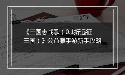 《三国志战歌（0.1折远征三国）》公益服手游新手攻略