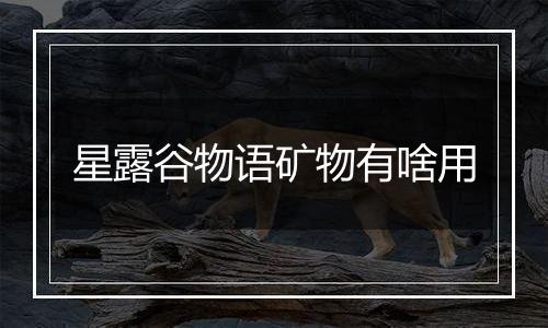 星露谷物语矿物有啥用