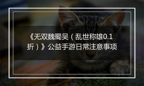 《无双魏蜀吴（乱世称雄0.1折）》公益手游日常注意事项