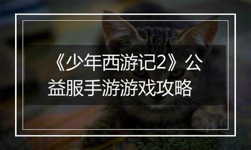 《少年西游记2》公益服手游游戏攻略