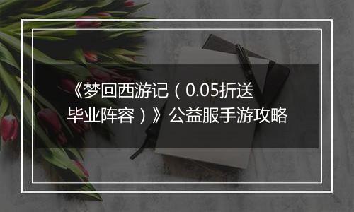 《梦回西游记（0.05折送毕业阵容）》公益服手游攻略