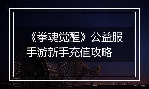 《拳魂觉醒》公益服手游新手充值攻略