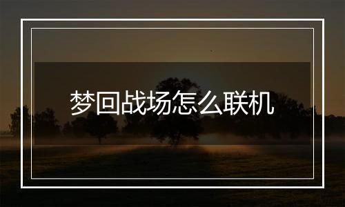 梦回战场怎么联机