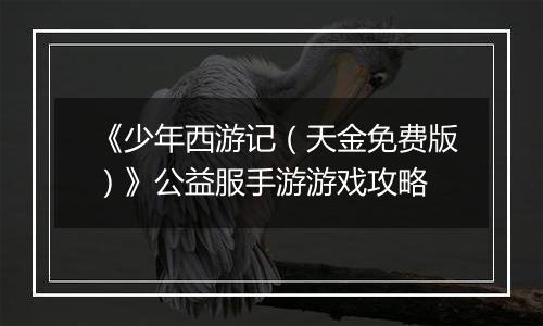 《少年西游记（天金免费版）》公益服手游游戏攻略