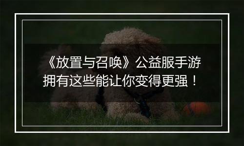 《放置与召唤》公益服手游拥有这些能让你变得更强！