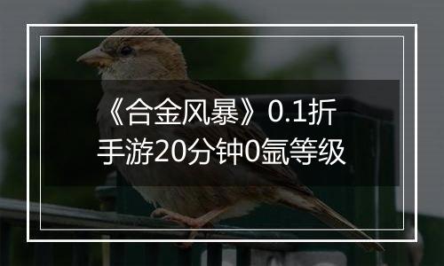 《合金风暴》0.1折手游20分钟0氩等级