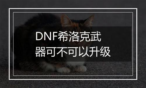 DNF希洛克武器可不可以升级