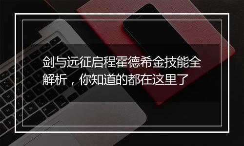 剑与远征启程霍德希金技能全解析，你知道的都在这里了