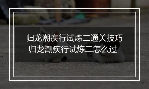 归龙潮疾行试炼二通关技巧 归龙潮疾行试炼二怎么过