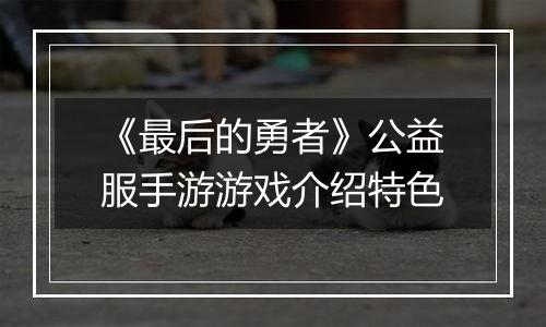 《最后的勇者》公益服手游游戏介绍特色