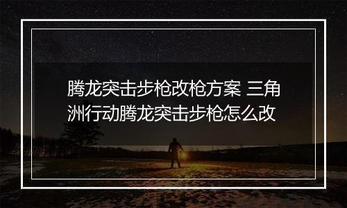 腾龙突击步枪改枪方案 三角洲行动腾龙突击步枪怎么改