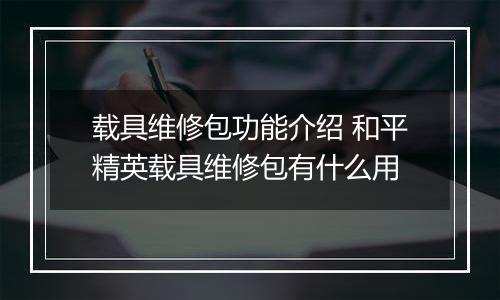 载具维修包功能介绍 和平精英载具维修包有什么用
