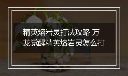 精英熔岩灵打法攻略 万龙觉醒精英熔岩灵怎么打