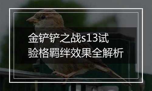 金铲铲之战s13试验格羁绊效果全解析