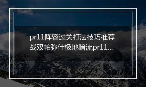 pr11阵容过关打法技巧推荐 战双帕弥什极地暗流pr11怎么过