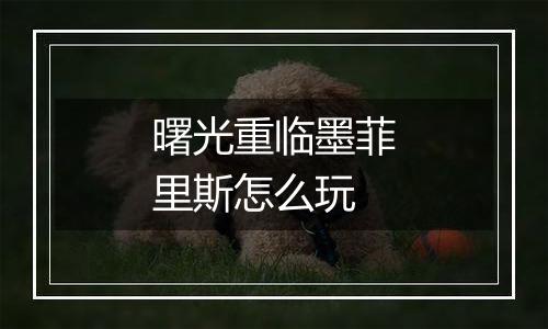 曙光重临墨菲里斯怎么玩
