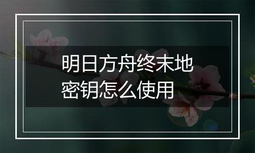 明日方舟终末地密钥怎么使用