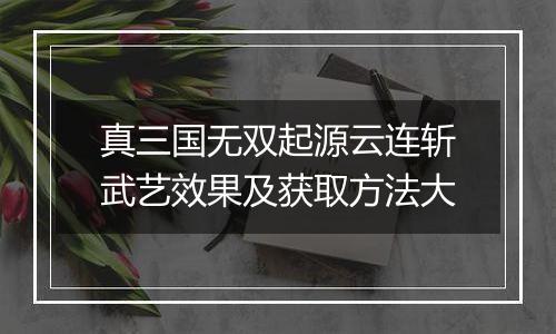真三国无双起源云连斩武艺效果及获取方法大