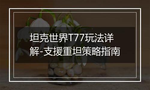 坦克世界T77玩法详解-支援重坦策略指南