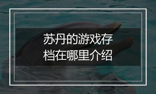 苏丹的游戏存档在哪里介绍