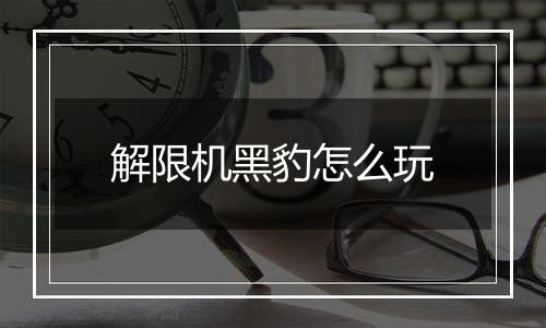 解限机黑豹怎么玩