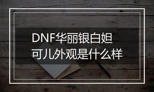 DNF华丽银白妲可儿外观是什么样