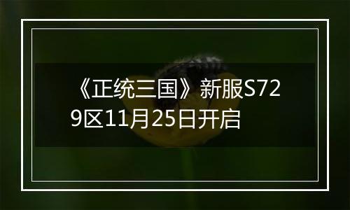 《正统三国》新服S729区11月25日开启