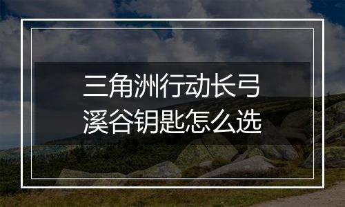 三角洲行动长弓溪谷钥匙怎么选