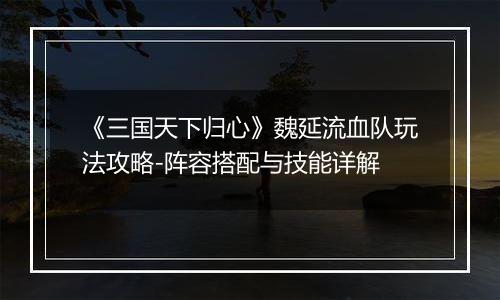 《三国天下归心》魏延流血队玩法攻略-阵容搭配与技能详解