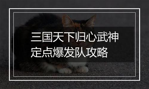 三国天下归心武神定点爆发队攻略