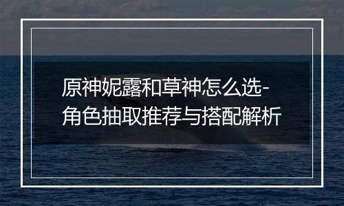 原神妮露和草神怎么选-角色抽取推荐与搭配解析