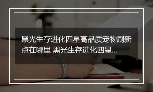 黑光生存进化四星高品质宠物刷新点在哪里 黑光生存进化四星高品质宠物刷新点在哪