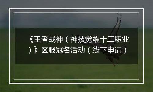 《王者战神（神技觉醒十二职业）》区服冠名活动（线下申请）