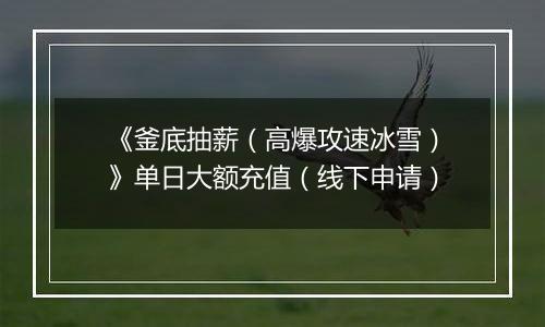 《釜底抽薪（高爆攻速冰雪）》单日大额充值（线下申请）