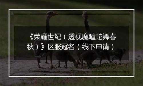 《荣耀世纪（透视魔瞳蛇舞春秋）》区服冠名（线下申请）