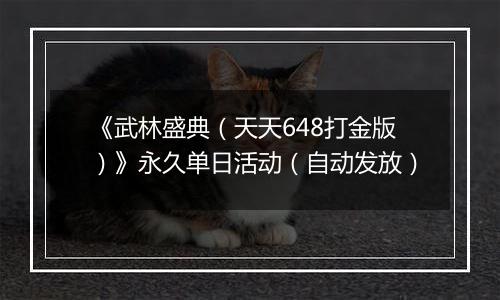 《武林盛典（天天648打金版）》永久单日活动（自动发放）