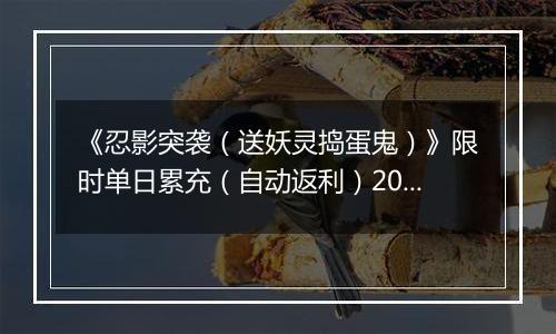 《忍影突袭（送妖灵捣蛋鬼）》限时单日累充（自动返利）2025-11-14-2025-11-20